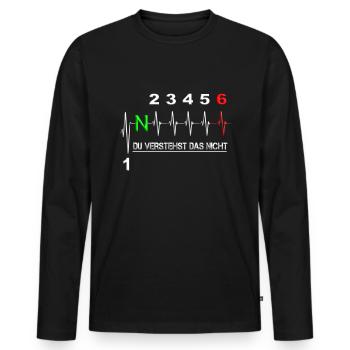 Motorcycle Speed Understand Gear Shift Gift - Men's Premium Organic Long Sleeve Shirt - black - Front - Nico (187cm)