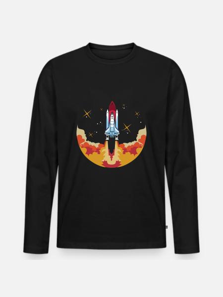 Space shuttle launch astronaut - Men's Premium Organic Long Sleeve Shirt - black