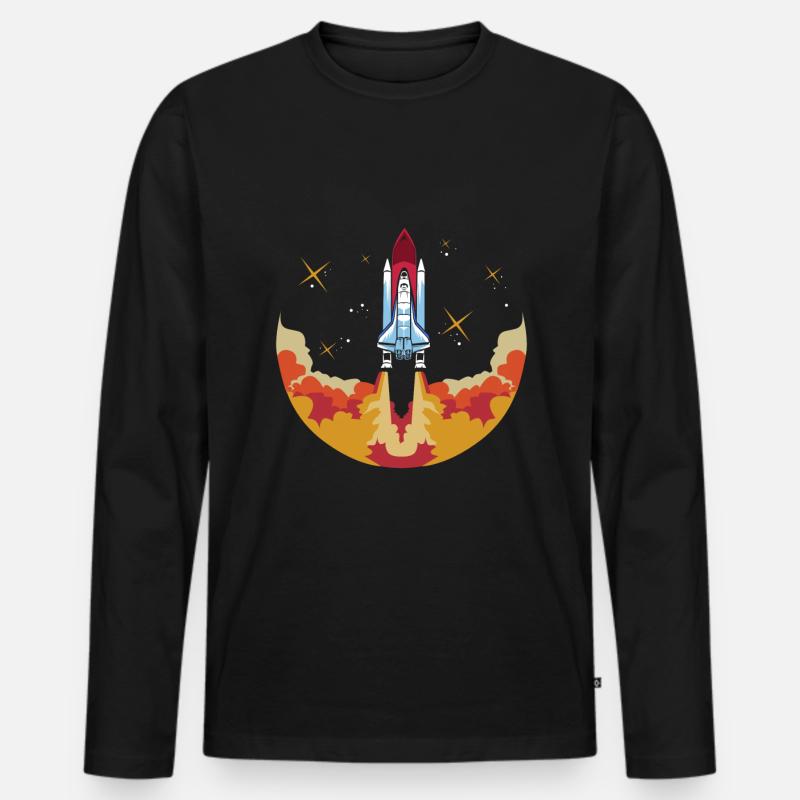 Space shuttle launch Astronaut - Männer Premium Bio Langarmshirt - Schwarz