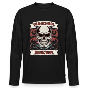 Idée cadeau old school biker moto moto - T-shirt manches longues Premium bio Homme - noir - Devant - Nico (187cm)