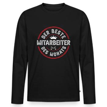 Mitarbeiter des Monats - Männer Premium Bio Langarmshirt - Schwarz - Vorne - Nico (187cm)