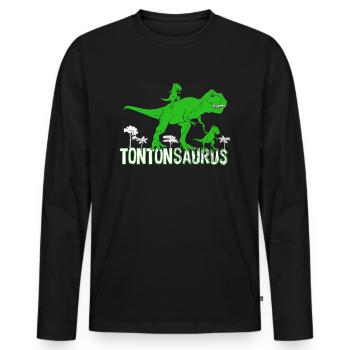 Tontonsaurus Dinosaure Protecteur Cadeau Oncle - T-shirt manches longues Premium bio Homme - noir - Devant - Nico (187cm)