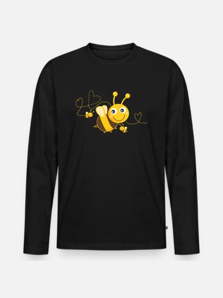 Bees Bees Bee Happy Bee - Men's Premium Organic Long Sleeve Shirt - black