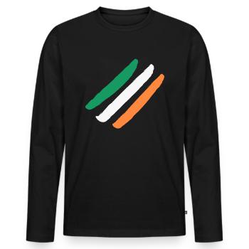 Ireland / Ireland Flag - Diagonal - Stylish - Men's Premium Organic Long Sleeve Shirt - black - Front - Nico (187cm)