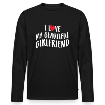 Paare Liebe Herz Freund Geschenkidee Beziehung - Männer Premium Bio Langarmshirt - Schwarz - Vorne - Nico (187cm)