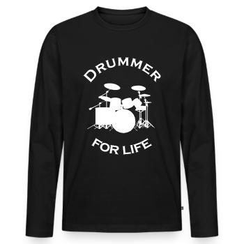 Drummer for life Drum Drums - Men's Premium Organic Long Sleeve Shirt - black - Front - Nico (187cm)
