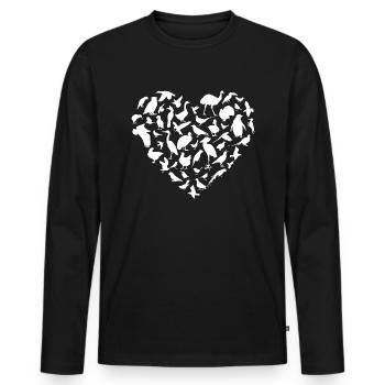 Herz Vögel Der Welt Silhouetten Vogelliebhaber - Männer Premium Bio Langarmshirt - Schwarz - Vorne - Nico (187cm)