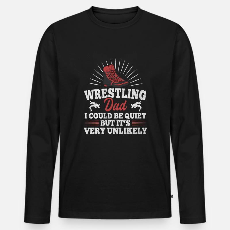 Wrestling Dad - Männer Premium Bio Langarmshirt - Schwarz