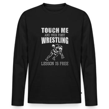 Wrestling Stunde Fan Wrestling Trainer Schaukampf - Männer Premium Bio Langarmshirt - Schwarz - Vorne - Nico (187cm)