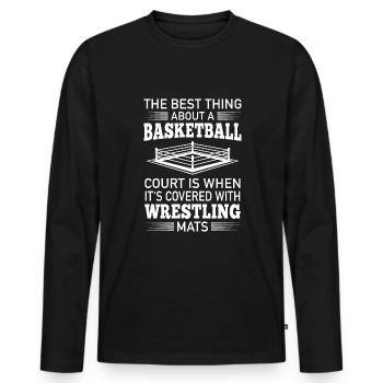 Wrestling Matten Besser Als Basketball Feld - Männer Premium Bio Langarmshirt - Schwarz - Vorne - Nico (187cm)