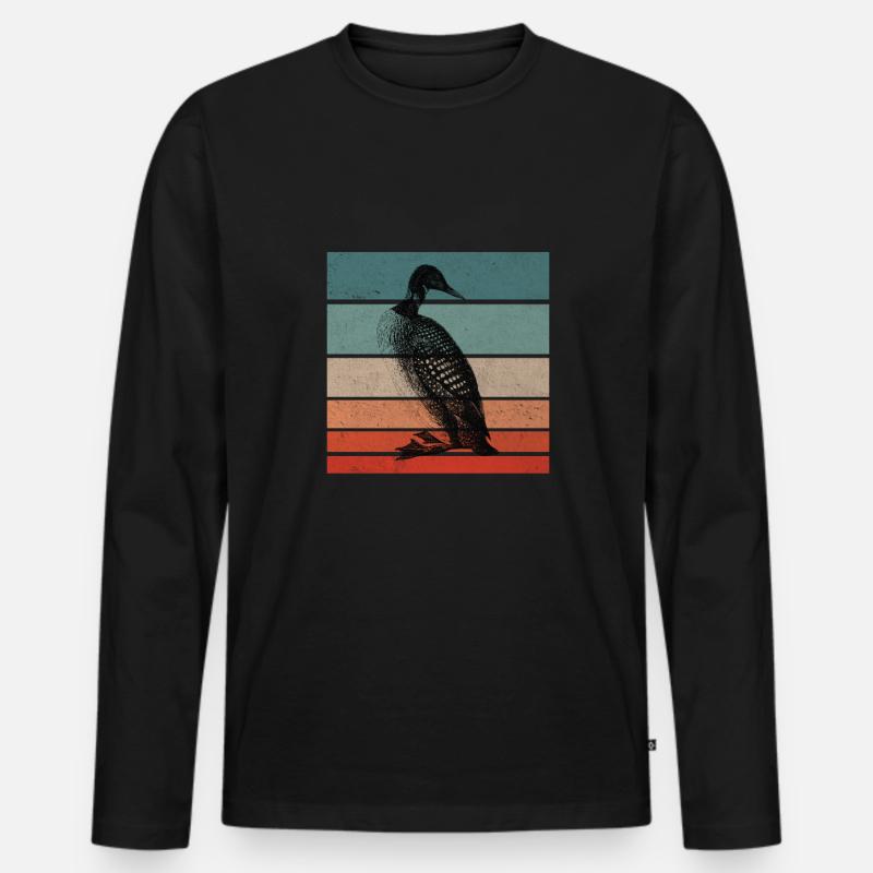 Common Loon Retro - Männer Premium Bio Langarmshirt - Schwarz
