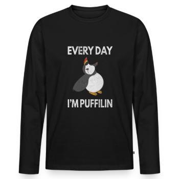 Every Day Puffilin - Puffin Papageientaucher - Men's Premium Organic Long Sleeve Shirt - black - Front - Nico (187cm)