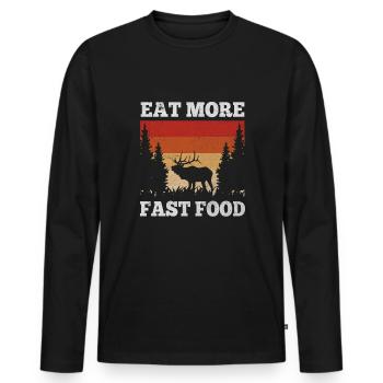 Eat More Fast Food Retro Gift - Men's Premium Organic Long Sleeve Shirt - black - Front - Nico (187cm)