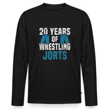 20 ans de lutte Jorts Wrestler Gift - T-shirt manches longues Premium bio Homme - noir - Devant - Nico (187cm)