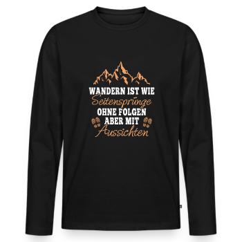 Wandern Seitensprünge Wanderung Wanderteam - Männer Premium Bio Langarmshirt - Schwarz - Vorne - Nico (187cm)