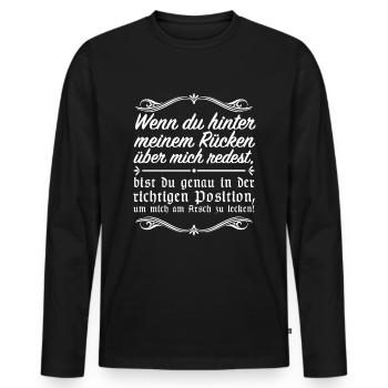 Leck mich | lustige Sprüche, Provokation - Männer Premium Bio Langarmshirt - Schwarz - Vorne - Nico (187cm)