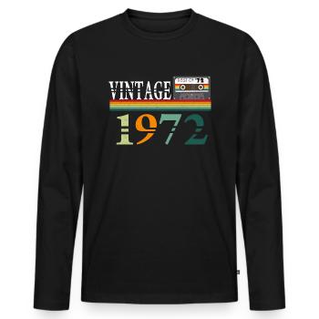 Vintage 1972 cassette - Männer Premium Bio Langarmshirt - Schwarz - Vorne - Nico (187cm)