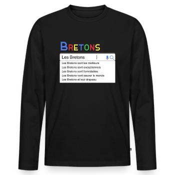Bretons Idée Cadeau Humour Bretagne - T-shirt manches longues Premium bio Homme - noir - Devant - Nico (187cm)