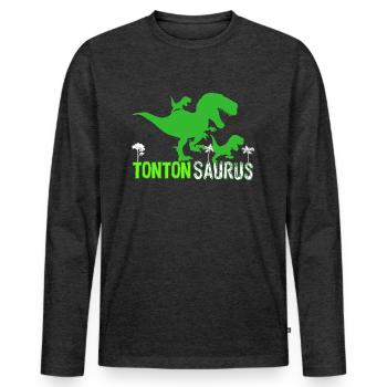 Tonton saurus - T-shirt manches longues Premium bio Homme - anthracite chiné - Devant - Nico (187cm)
