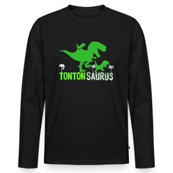 Tonton saurus - T-shirt manches longues Premium bio Homme - noir - Devant - Nico (187cm)