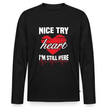 Belle tentative de cœur encore ici crise cardiaque - T-shirt manches longues Premium bio Homme - noir - Devant - Nico (187cm)