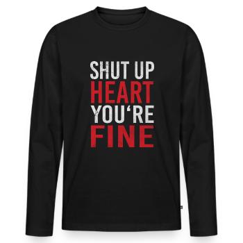 Tais-toi le cœur Tu vas Bien Crise cardiaque Crise cardiaque - T-shirt manches longues Premium bio Homme - noir - Devant - Nico (187cm)