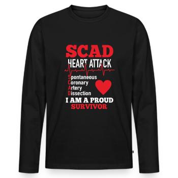 Scad Heart Attack Proud Survivor Chirurgie cardiaque - T-shirt manches longues Premium bio Homme - noir - Devant - Nico (187cm)