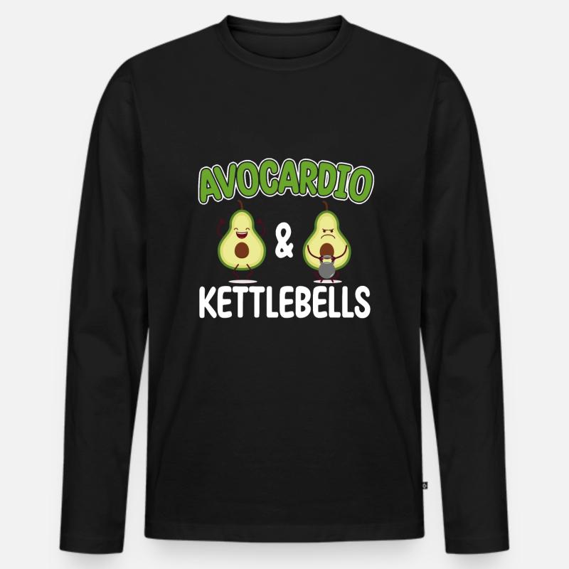 Kettlebell Cardio Avocardio & Kettlebells Vegan - Männer Premium Bio Langarmshirt - Schwarz