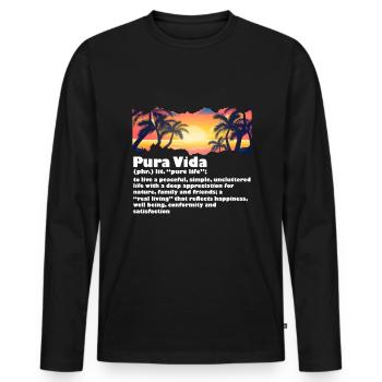 Pura Vida Definition Life Wisdom Central America - Men's Premium Organic Long Sleeve Shirt - black - Front - Nico (187cm)