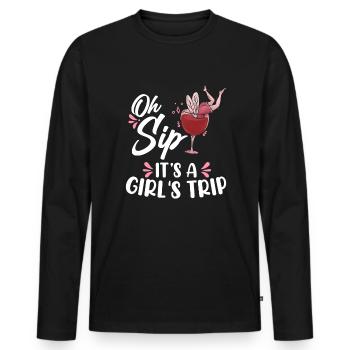 Oh Sip That's A Girl's Trip Wine Drinker Wine - T-shirt manches longues Premium bio Homme - noir - Devant - Nico (187cm)