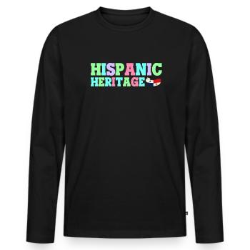 Hispanic Heritage Vintage Latin America Gift - Men's Premium Organic Long Sleeve Shirt - black - Front - Nico (187cm)