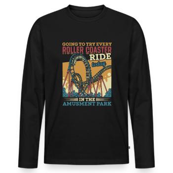 Montagnes russes parc d’attractions parc d’attractions Vintage - T-shirt manches longues Premium bio Homme - noir - Devant - Nico (187cm)