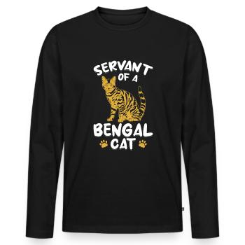 Diener Bengal Katze Samtpfote Hybrid Katzenrasse - Männer Premium Bio Langarmshirt - Schwarz - Vorne - Nico (187cm)