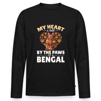 Herz Gehört Bengal Katze Geschenk Samtpfote - Männer Premium Bio Langarmshirt - Schwarz - Vorne - Nico (187cm)