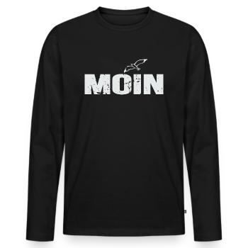 Moin Norddeutschland Plattdeutsch Geschenkidee - Männer Premium Bio Langarmshirt - Schwarz - Vorne - Nico (187cm)