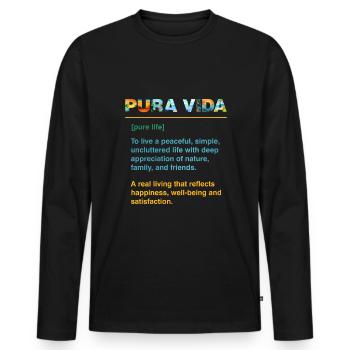 Pura Vida Definition Wisdom Central America - Men's Premium Organic Long Sleeve Shirt - black - Front - Nico (187cm)