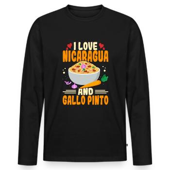 Love Nicaragua Gallo Pinto Central American Cuisine - Men's Premium Organic Long Sleeve Shirt - black - Front - Nico (187cm)