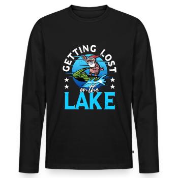 Se perdre sur le bateau à moteur jet skieur du lac - T-shirt manches longues Premium bio Homme - noir - Devant - Nico (187cm)