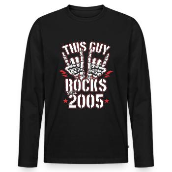 This guy has been rocking since 2005 vintage birthday - Men's Premium Organic Long Sleeve Shirt - black - Front - Nico (187cm)