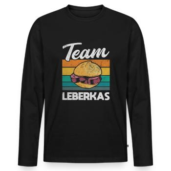Team Leberkäse Leberkässemmel Fleischsalat - Männer Premium Bio Langarmshirt - Schwarz - Vorne - Nico (187cm)