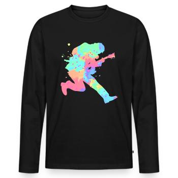 Guitarist - Men's Premium Organic Long Sleeve Shirt - black - Front - Nico (187cm)
