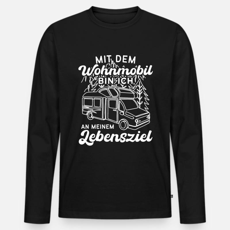 Camping Wohnmobile Spruch - Männer Premium Bio Langarmshirt - Schwarz