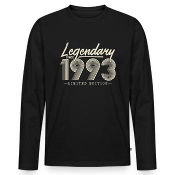 Legendary since 1993 - Men's Premium Organic Long Sleeve Shirt - black - Front - Nico (187cm)