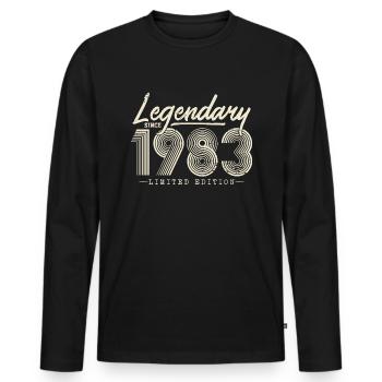 Légendaire depuis 1983 - T-shirt manches longues Premium bio Homme - noir - Devant - Nico (187cm)