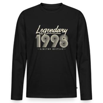 Legendär seit 1998 - Männer Premium Bio Langarmshirt - Schwarz - Vorne - Nico (187cm)