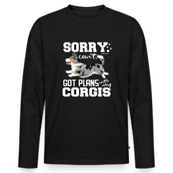 corgiplans6 - T-shirt manches longues Premium bio Homme - noir - Devant - Nico (187cm)