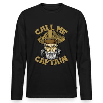 CALL ME CAPITAINE - T-shirt manches longues Premium bio Homme - noir - Devant - Nico (187cm)
