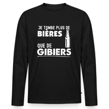 Chasseur, chasseur humour - T-shirt manches longues Premium bio Homme - noir - Devant - Nico (187cm)