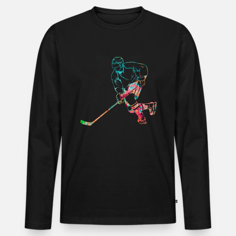 Eishockey - Männer Premium Bio Langarmshirt - Schwarz