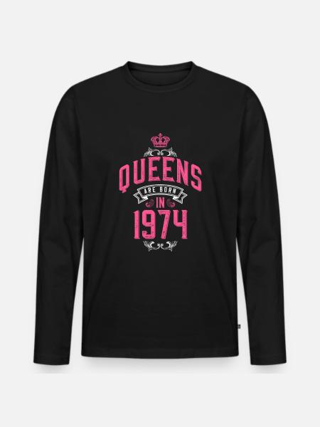 Queens born in 1974 - Men's Premium Organic Long Sleeve Shirt - black